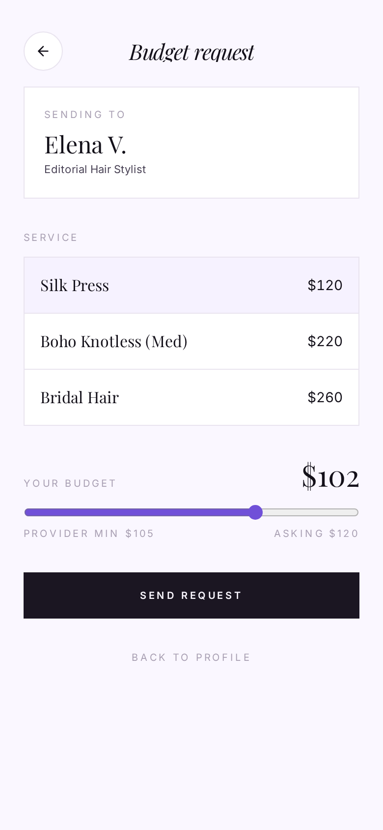 Negotiate price with a provider in-app